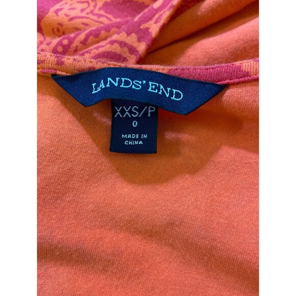 Lands End Size XXSP Orange Red Knit Faux Wrap Knee Length Fit and Flare Dress - Picture 3 of 5